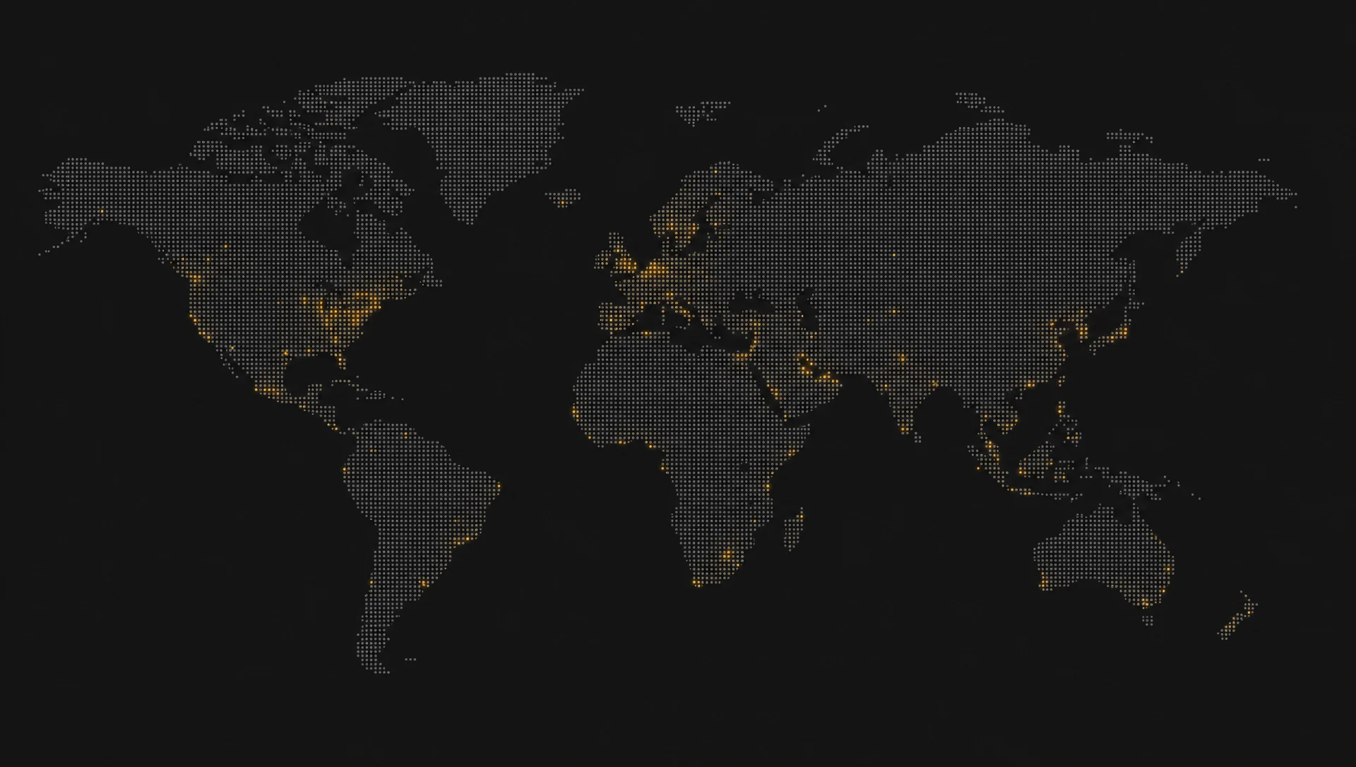 Illustrative dotted map highlighting international target markets